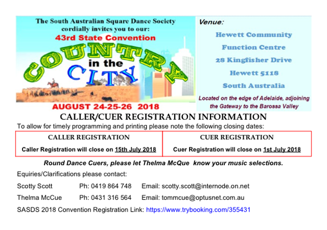 Caller-Cuer Registration Closing Dates